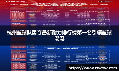杭州篮球队勇夺最新耐力排行榜第一名引领篮球潮流